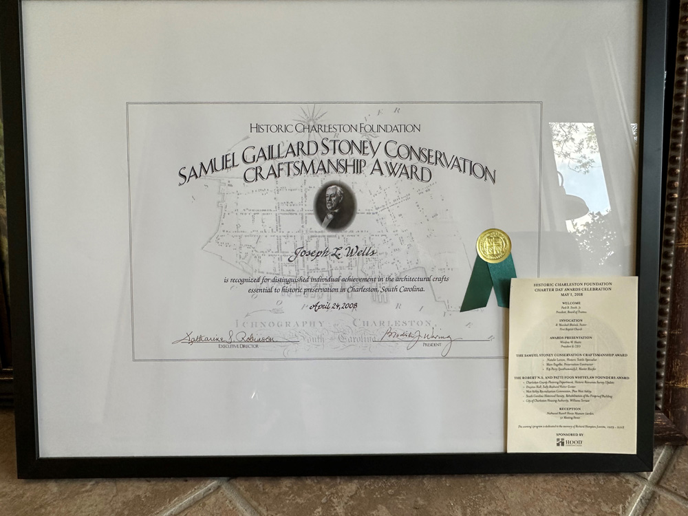 2008 and 2018 Samuel Gaillard Stoney Conservation Craftsmanship Award