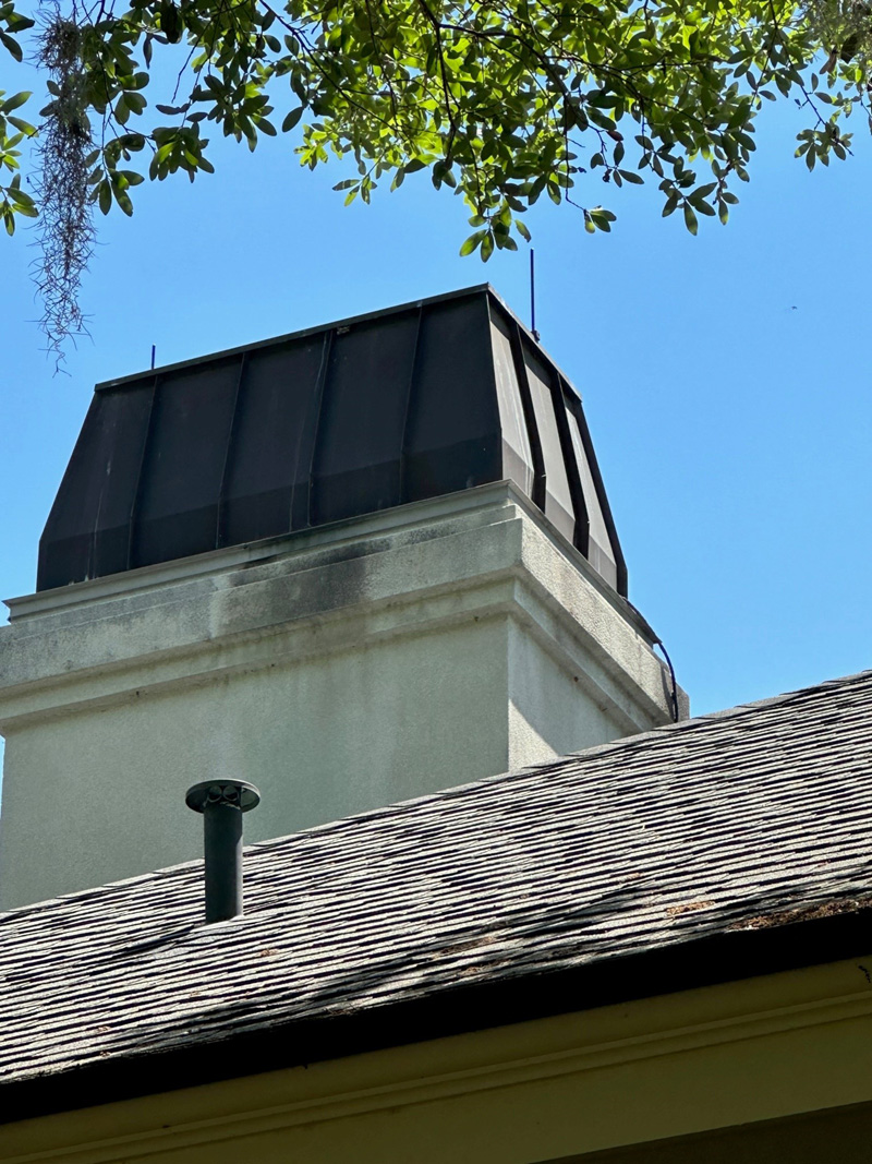 Chimney Wind Screen with Lightning Rods
